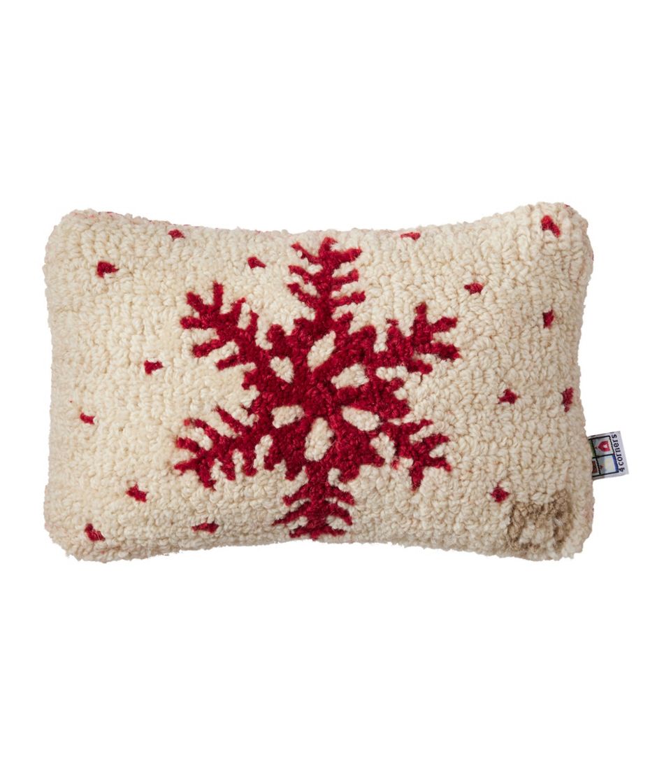 L.L.Bean Wool Hooked Throw Pillow, Red Flake, 8" x 12" HOME GOODS