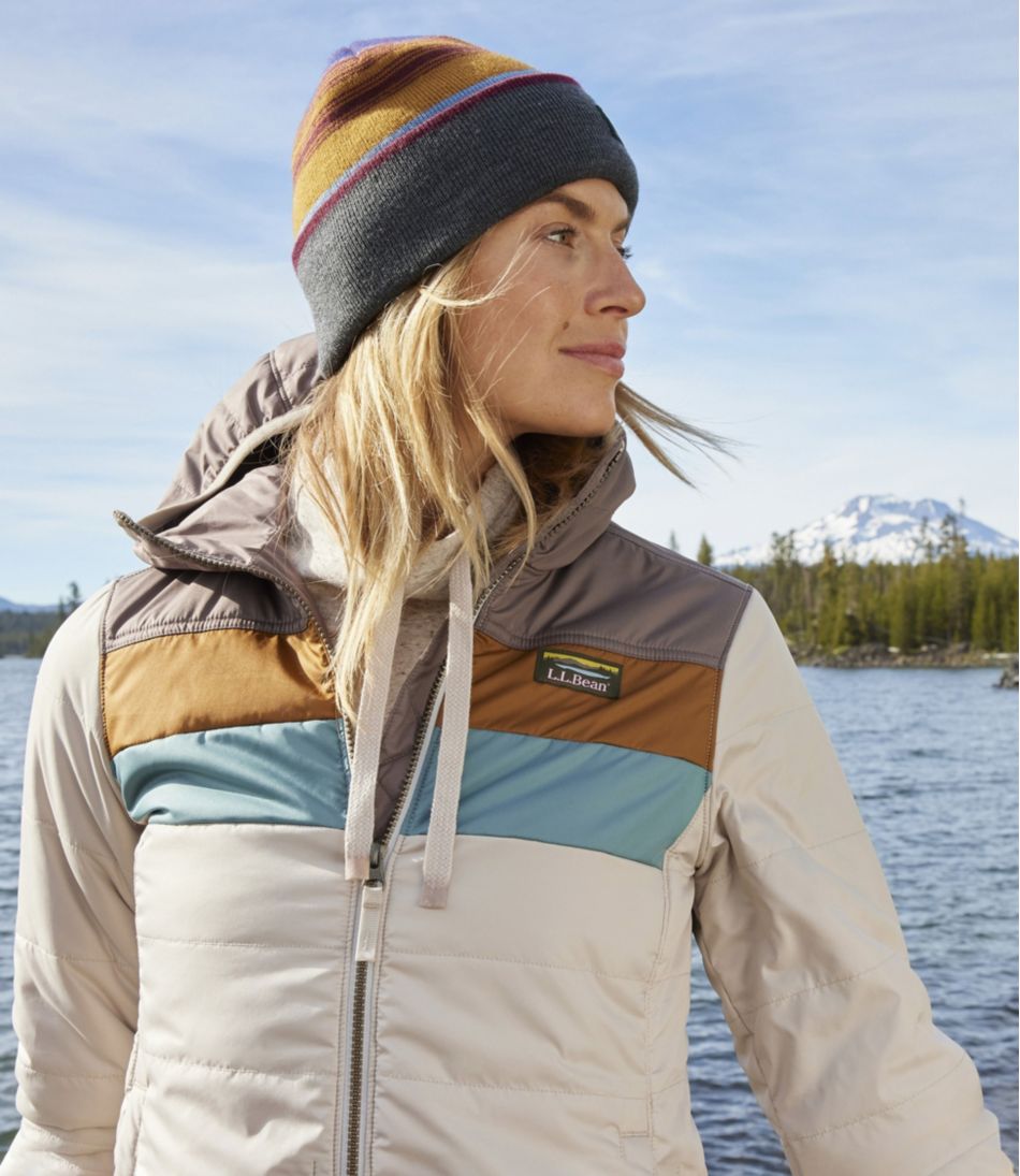 L.L.Bean Women's Mountain Classic Puffer Hooded Jacket, Colorblock SALE|OUTERWEAR