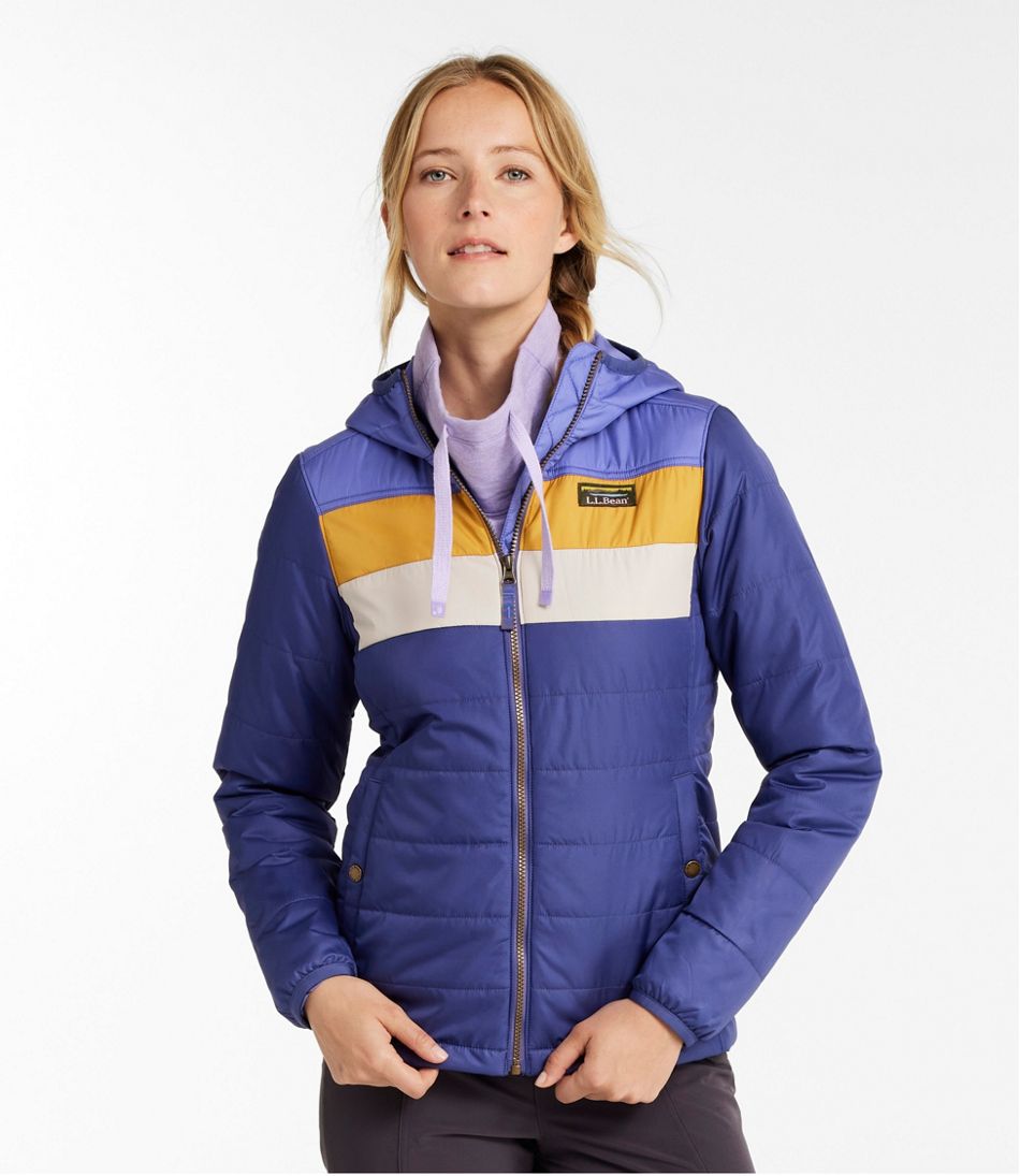 L.L.Bean Women's Mountain Classic Puffer Hooded Jacket, Colorblock SALE|OUTERWEAR