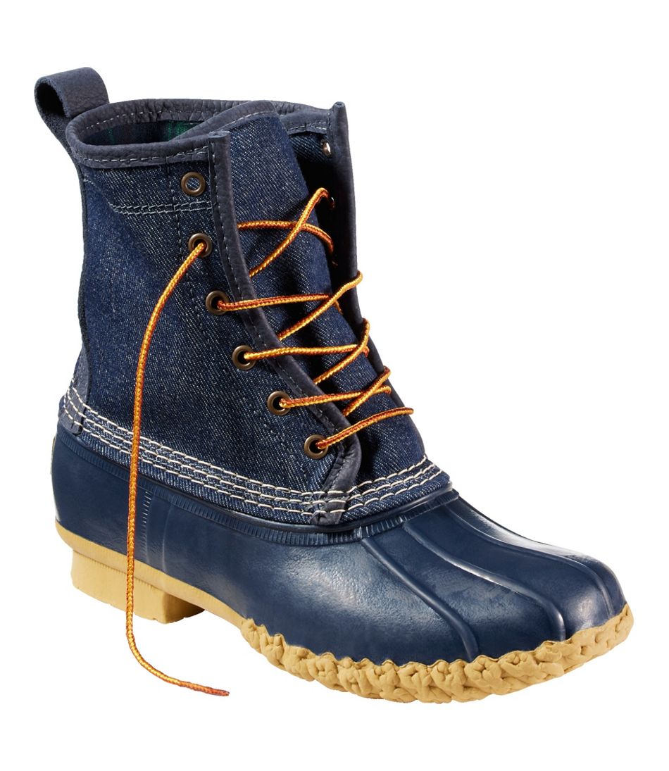 L.L.Bean Women's Bean Boots, 8" Denim Insulated Flannel-Lined SALE