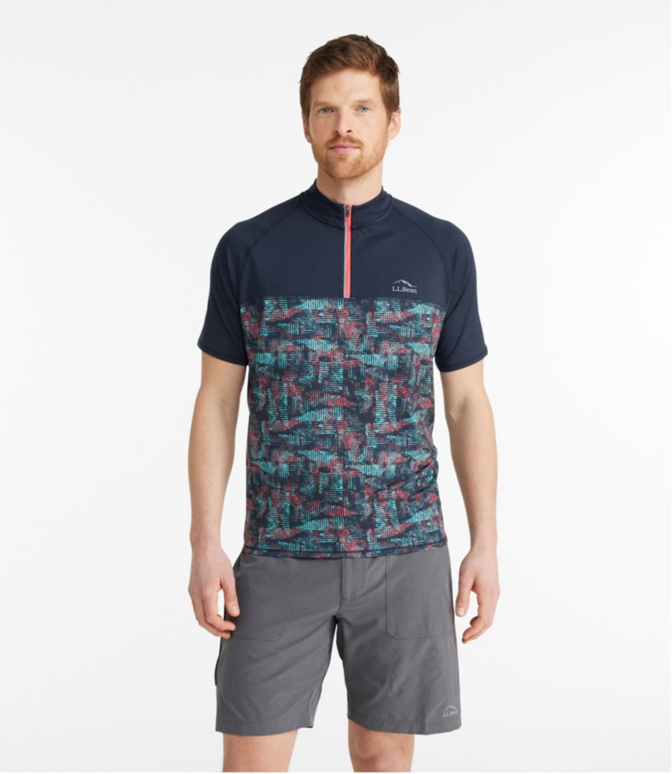 L.L.Bean Men's Comfort Cycling Jersey, Short-Sleeve Print SALE|CLOTHING