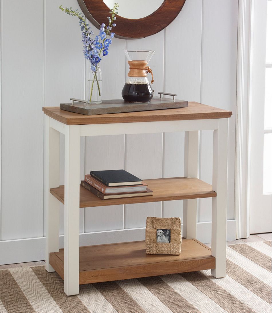 L.L.Bean Painted Farmhouse Two-Shelf Console, Wood Top SALE