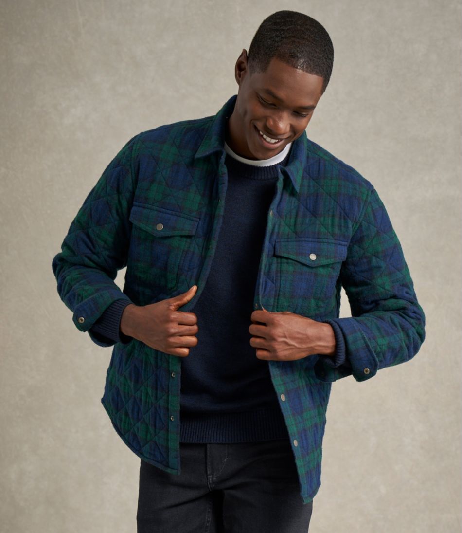 L.L.Bean Men's Quilted Scotch Plaid Flannel Shirt Jac SALE
