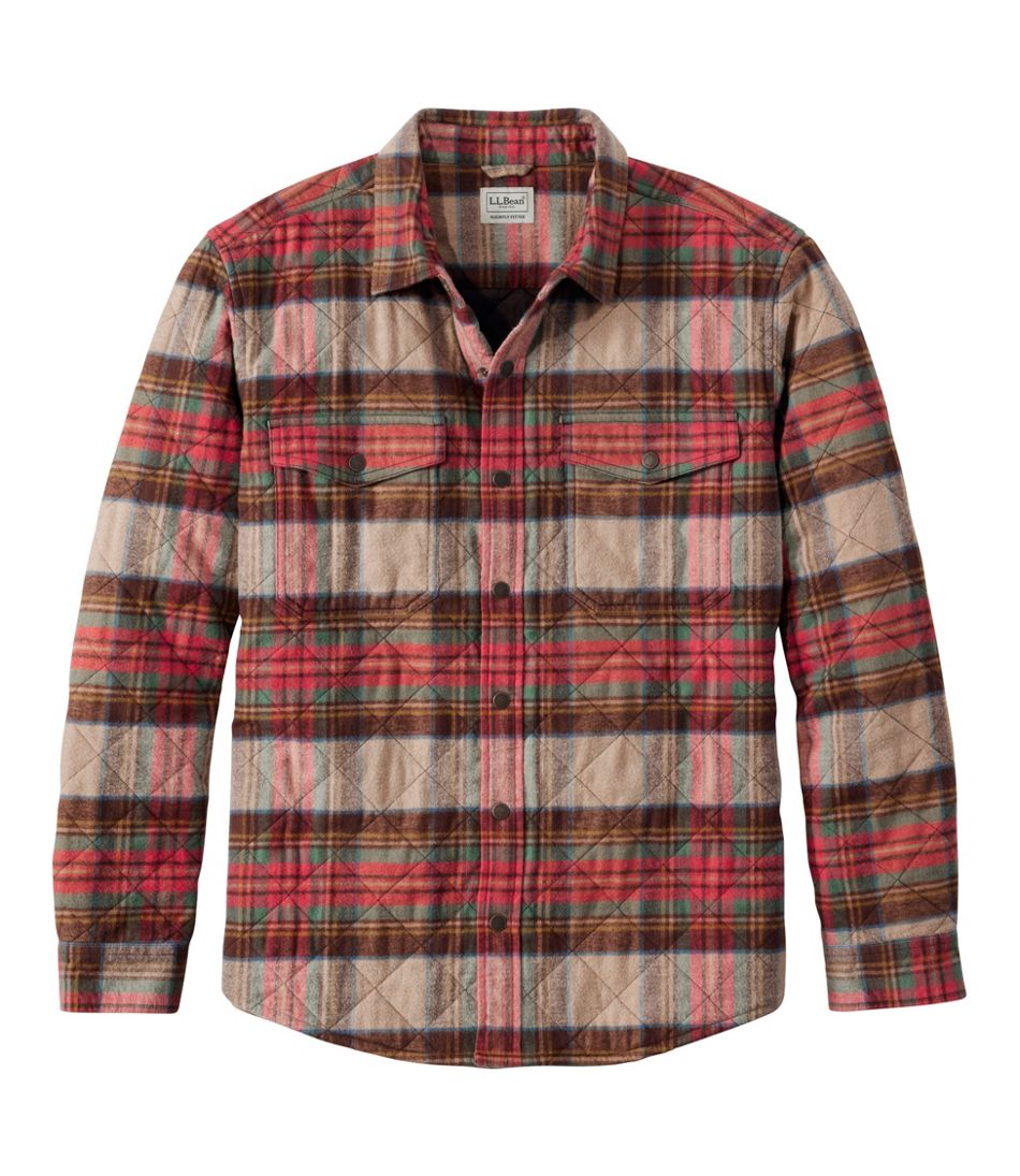 L.L.Bean Men's Quilted Scotch Plaid Flannel Shirt Jac SALE