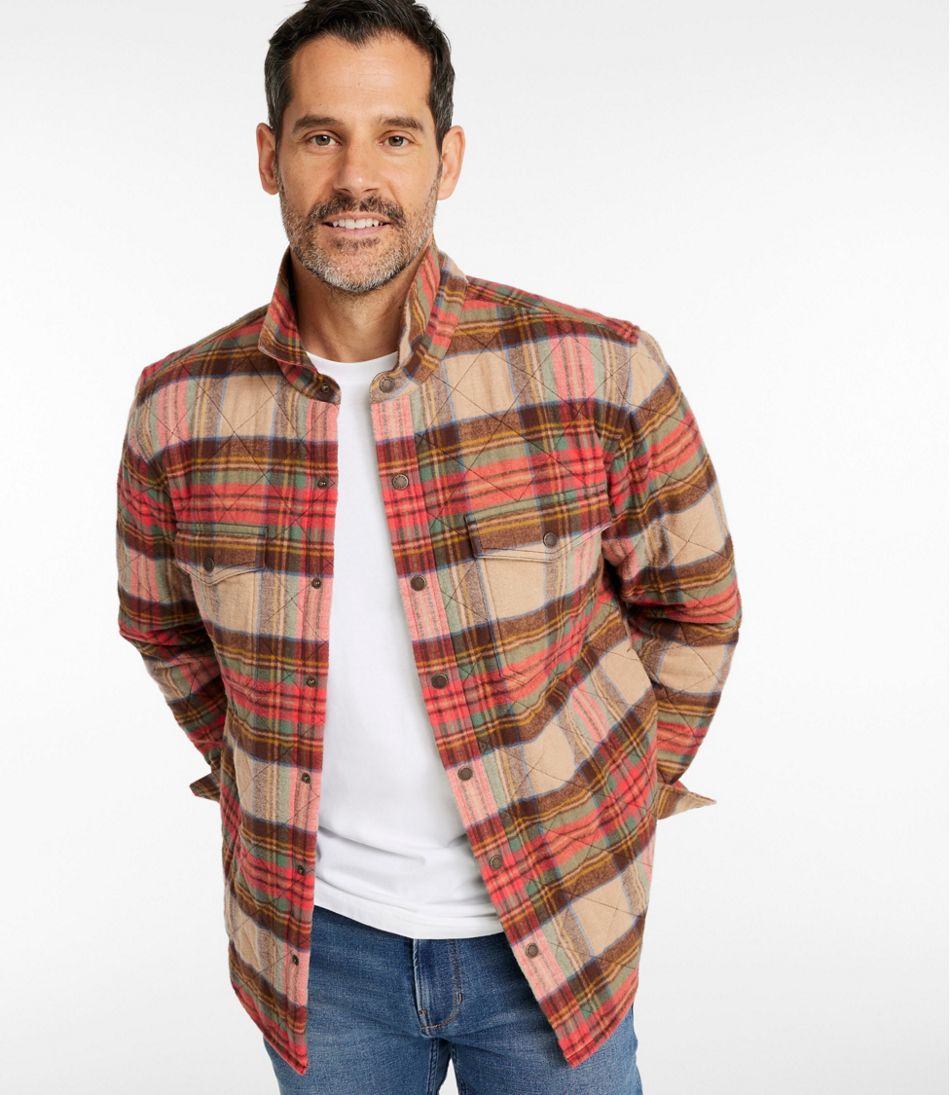L.L.Bean Men's Quilted Scotch Plaid Flannel Shirt Jac SALE