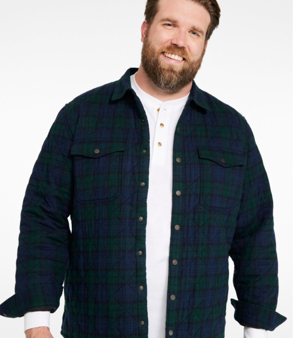 L.L.Bean Men's Quilted Scotch Plaid Flannel Shirt Jac SALE