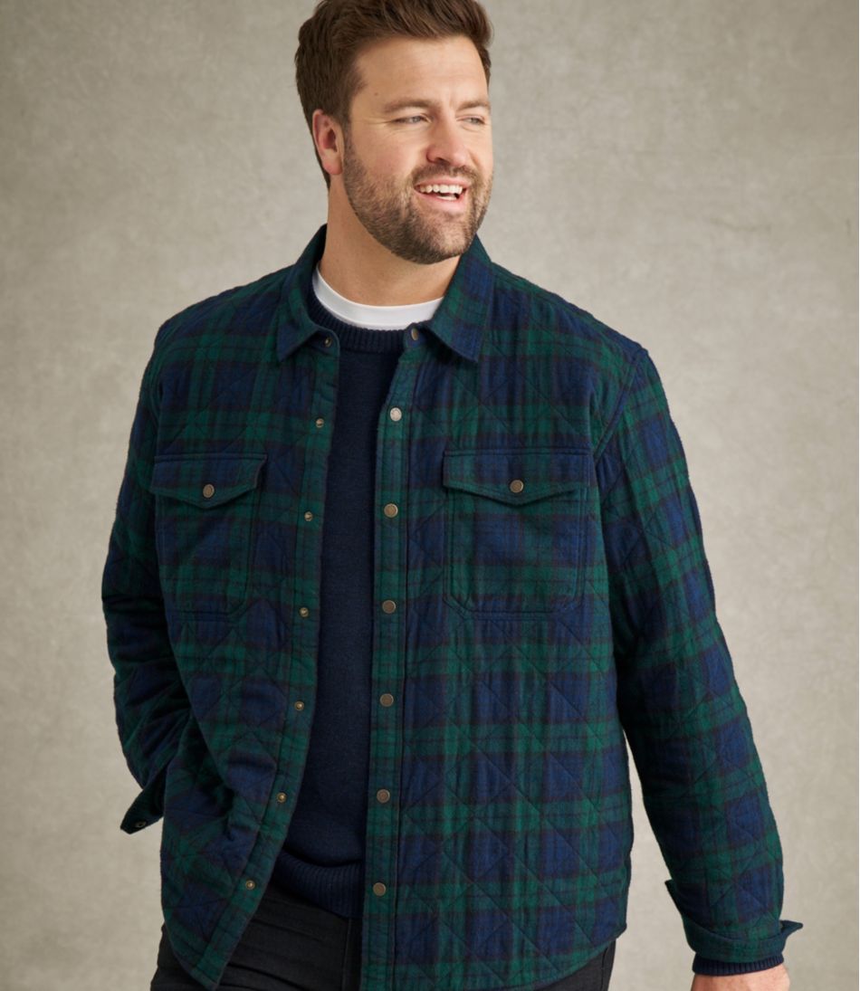 L.L.Bean Men's Quilted Scotch Plaid Flannel Shirt Jac SALE