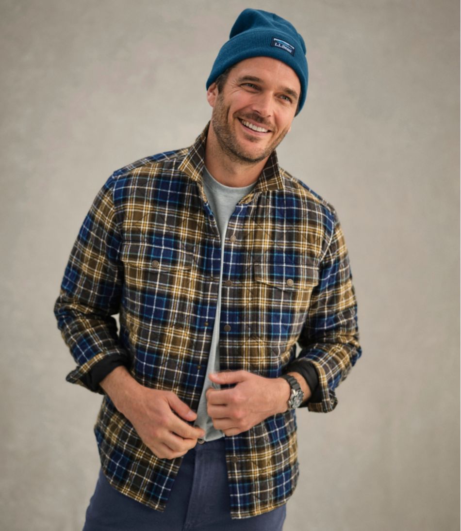 L.L.Bean Men's Quilted Scotch Plaid Flannel Shirt Jac SALE