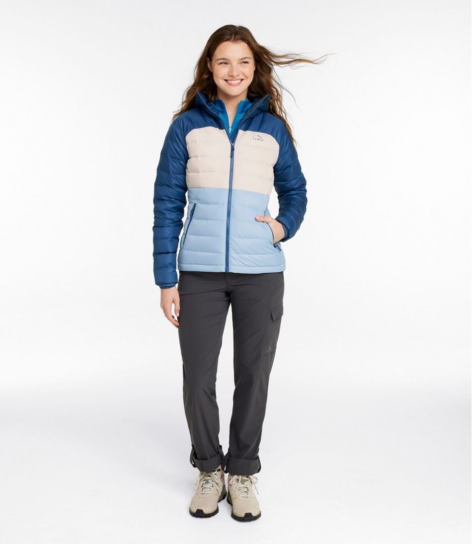 L.L.Bean Women's Bean's Down Hooded Jacket, Colorblock SALE|OUTERWEAR