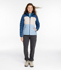 L.L.Bean Women's Bean's Down Hooded Jacket, Colorblock SALE|OUTERWEAR