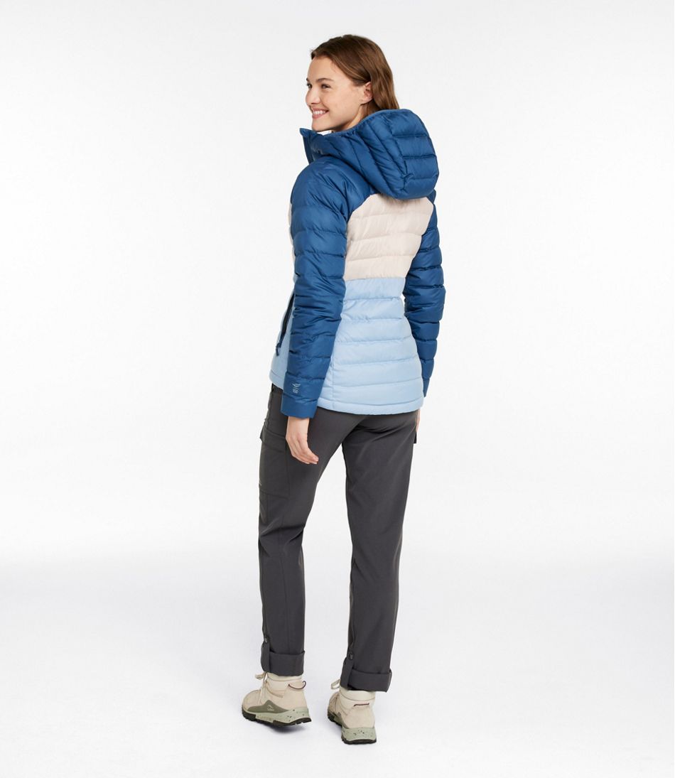 L.L.Bean Women's Bean's Down Hooded Jacket, Colorblock SALE|OUTERWEAR