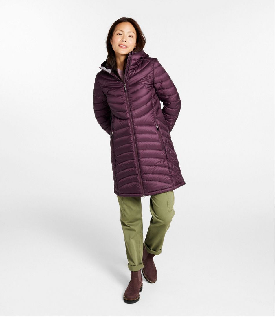L.L.Bean Women's Ultralight 850 Down Hooded Coat, Three-Quarter Length OUTERWEAR
