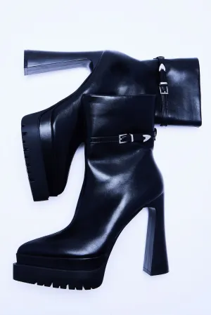 Above The Rest Platform Booties - Black