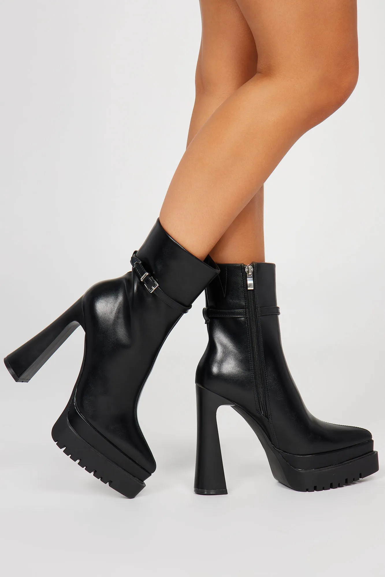 Above The Rest Platform Booties - Black