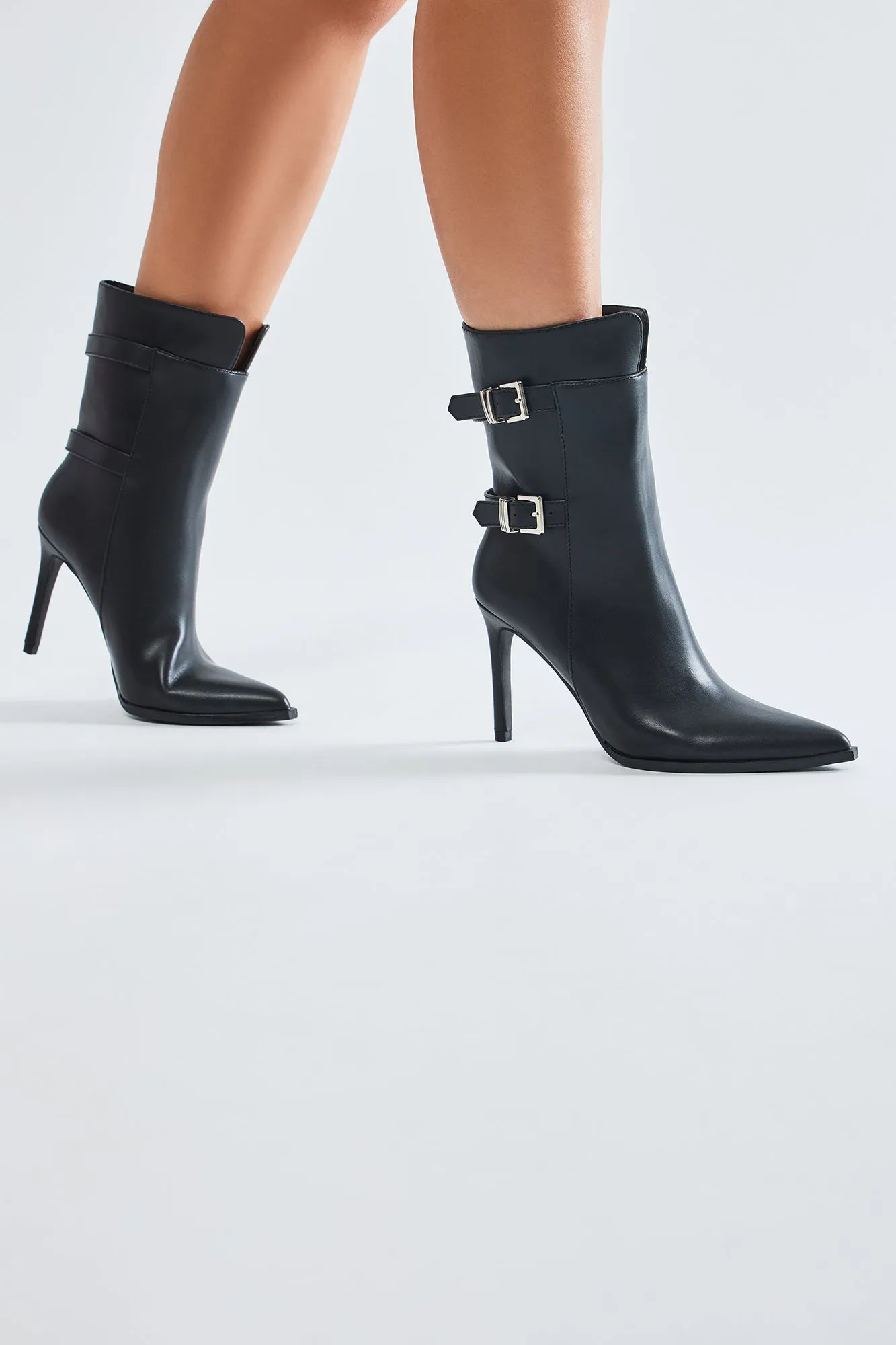 Addison Buckle Booties - Black