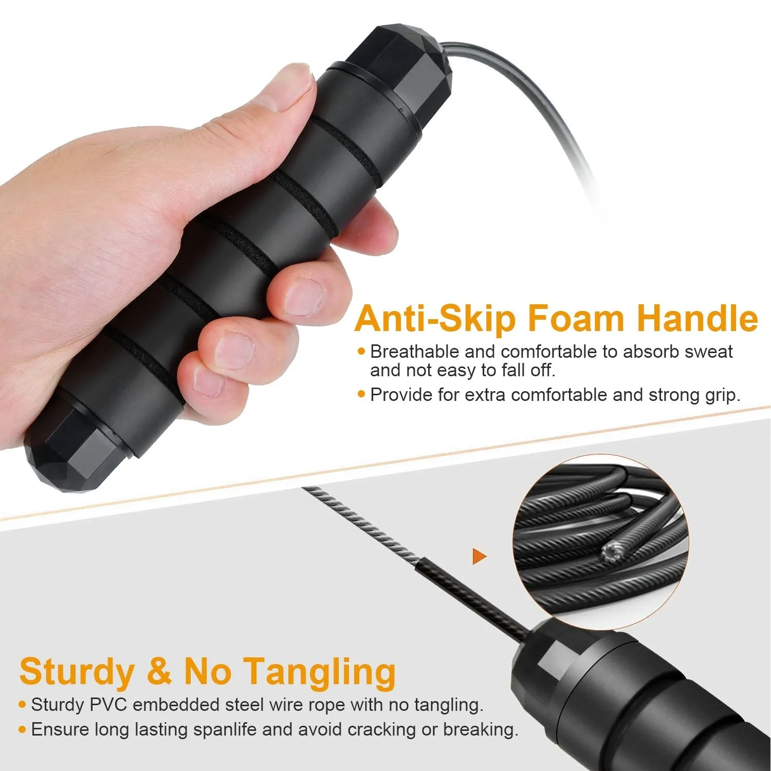 Adjustable Steel Jump Rope with Anti-Skip Foam Handle"