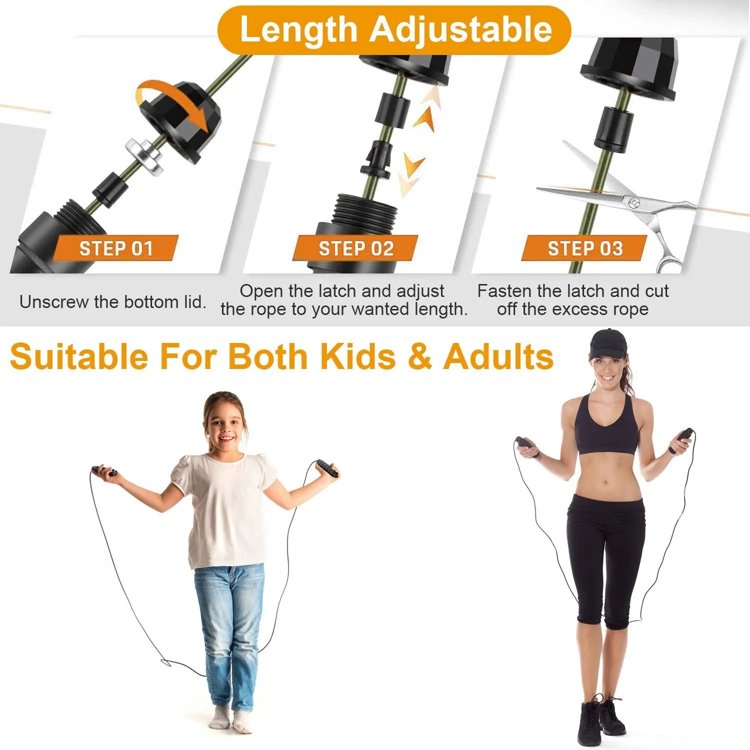 Adjustable Steel Jump Rope with Anti-Skip Foam Handle"