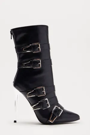 Adrian Buckle Booties - Black