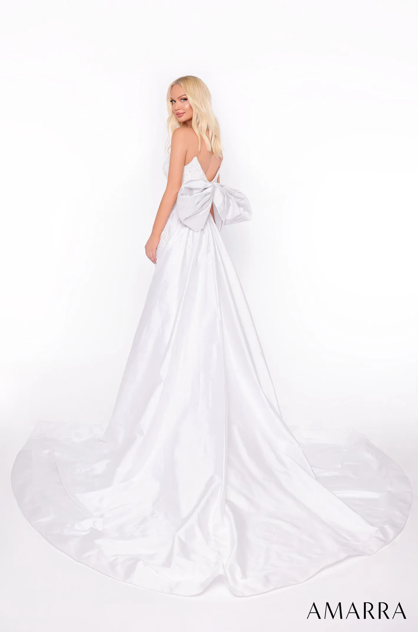 Applique Strapless Overskirt Bow Gown by Amarra 88123