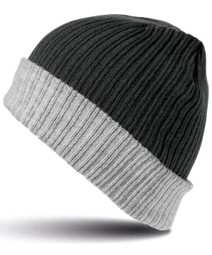 Black/Grey - Double-layer knitted hat