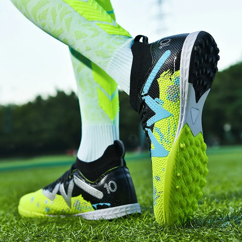 Camouflage High-Top Soccer Cleats, raining