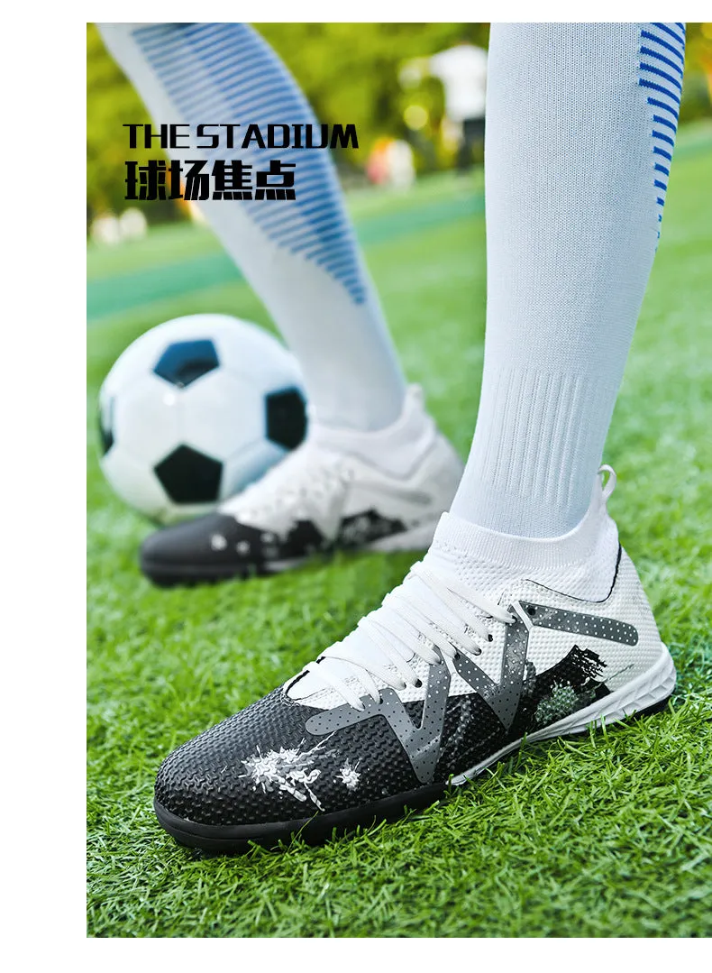 Camouflage High-Top Soccer Cleats, raining