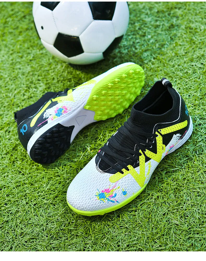 Camouflage High-Top Soccer Cleats, raining