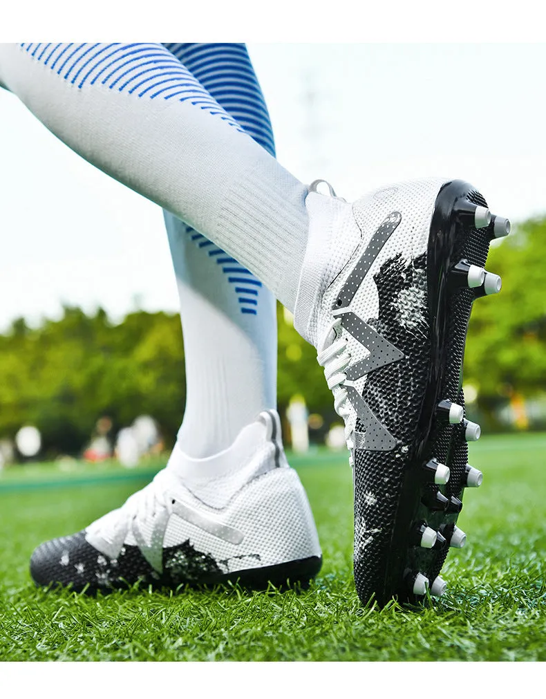 Camouflage High-Top Soccer Cleats, raining