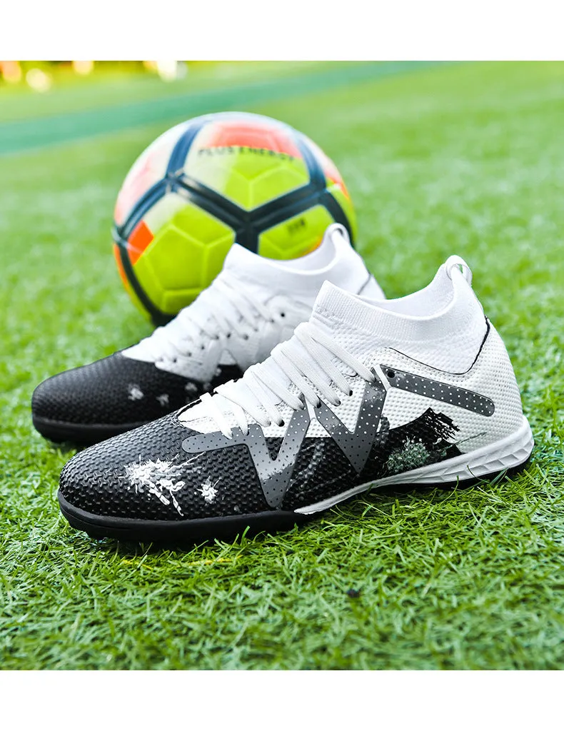 Camouflage High-Top Soccer Cleats, raining