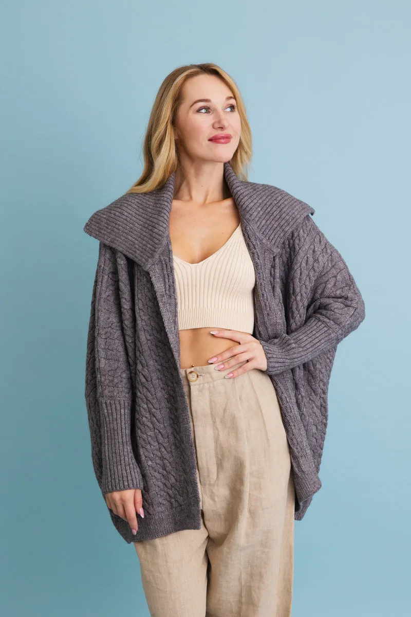 Chunky Cable Knit Oversized Poncho Cardigan