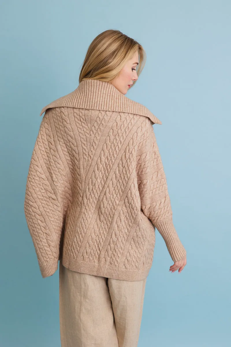 Chunky Cable Knit Oversized Poncho Cardigan