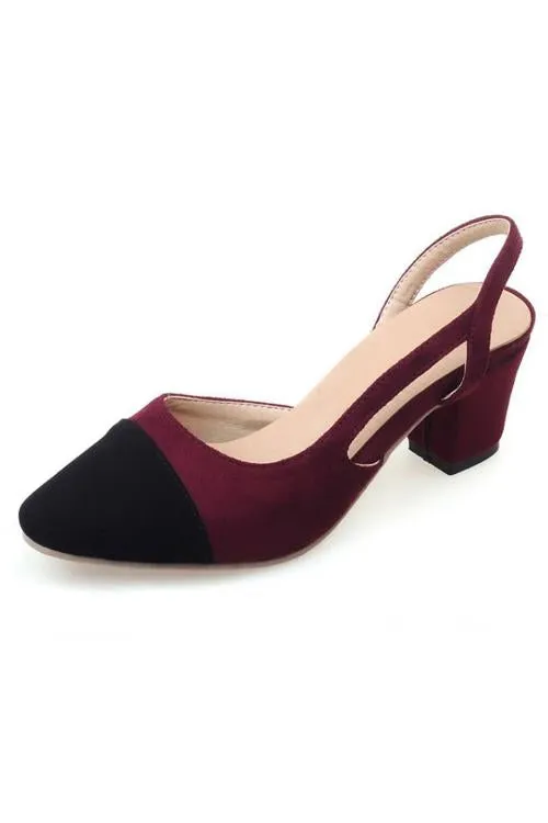 Color Block Chunky Heel Pumps