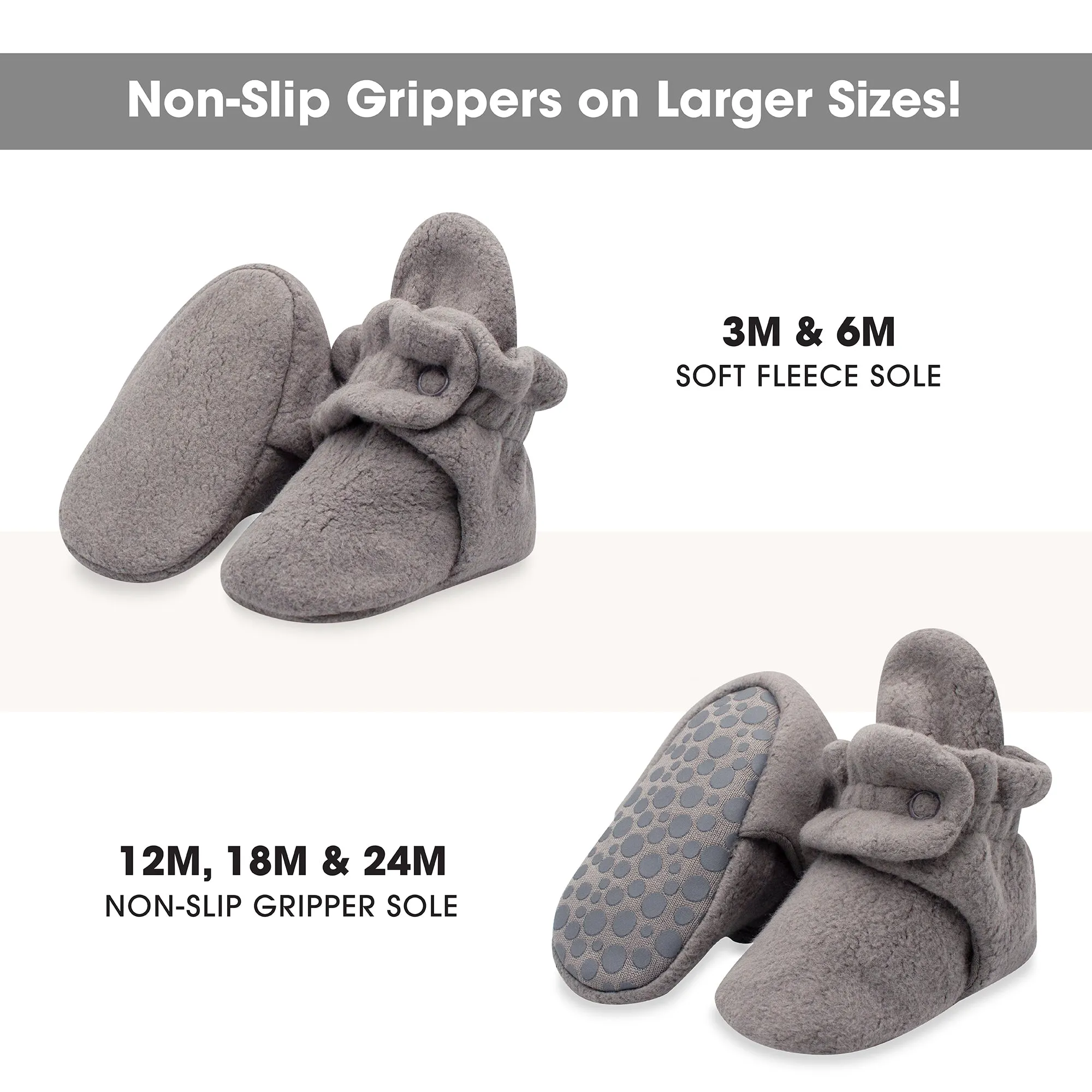 Cozie Fleece Gripper Baby Bootie - Gray