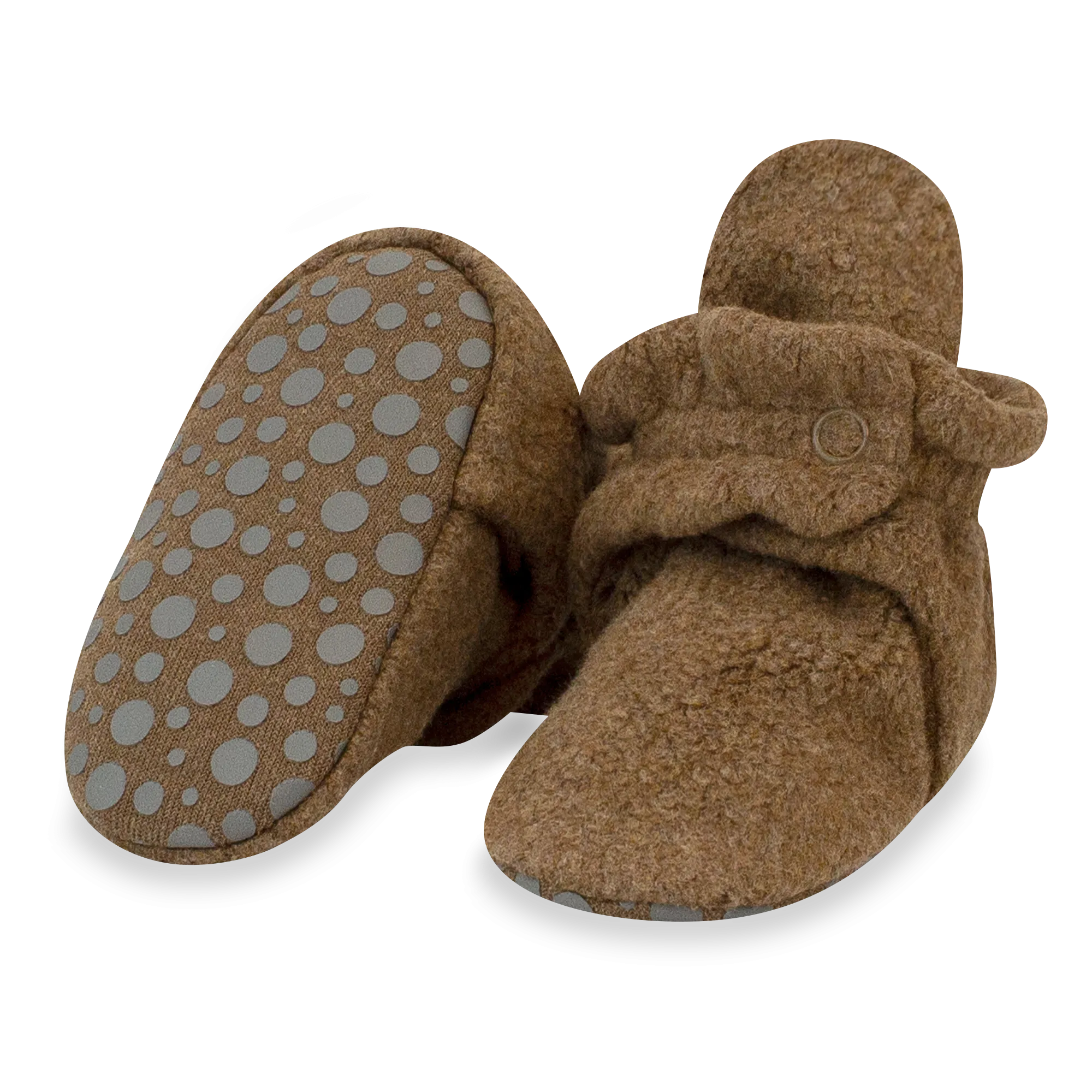 Cozie Fleece Gripper Baby Bootie - Heather Mocha