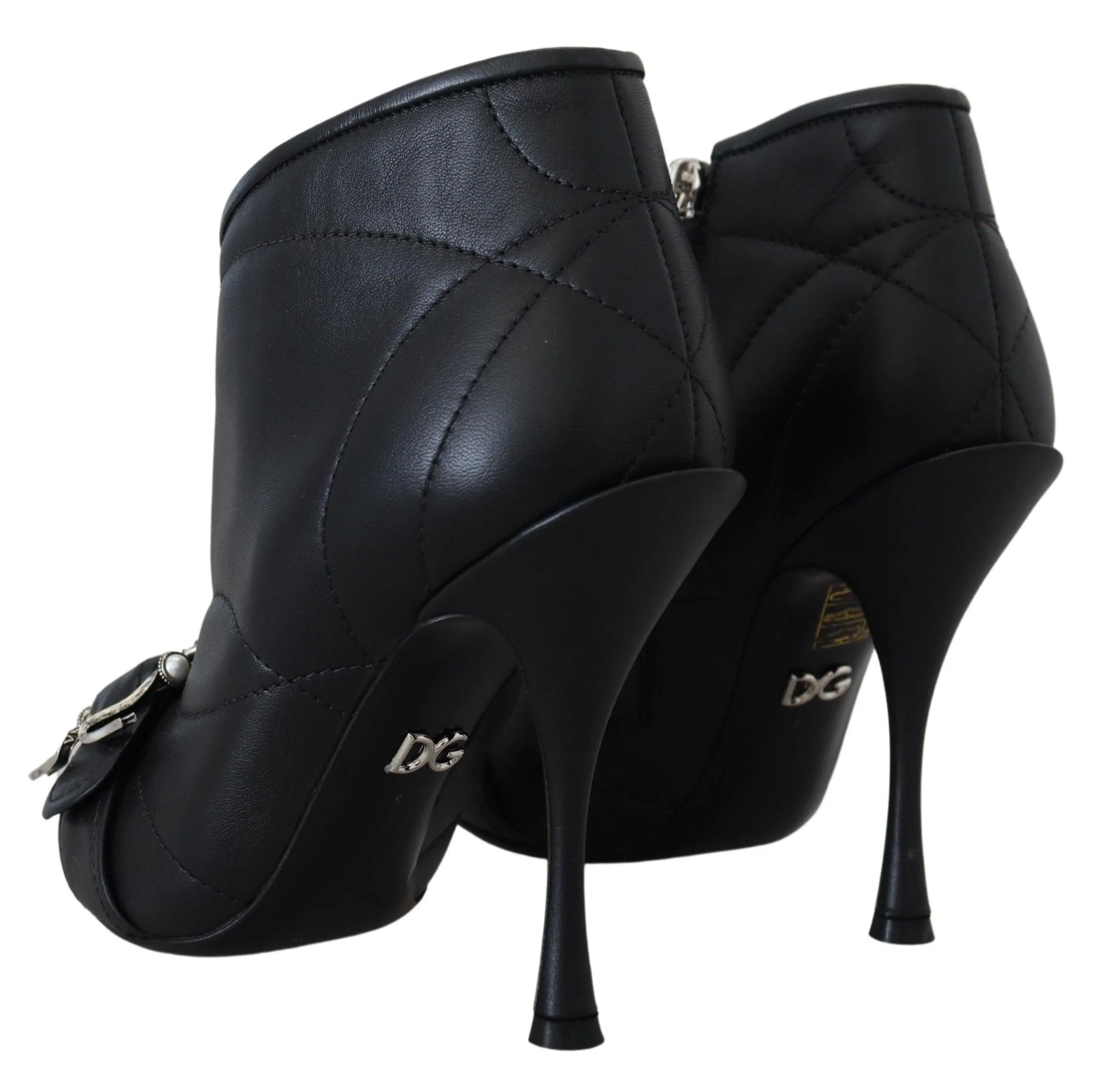 Dolce & Gabbana Black Devotion Quilted Buckled Ankle Boots Shoes