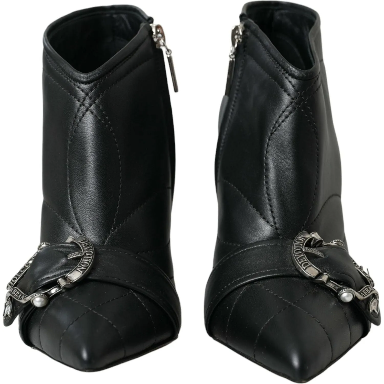 Dolce & Gabbana Black Devotion Quilted Buckled Boots Shoes