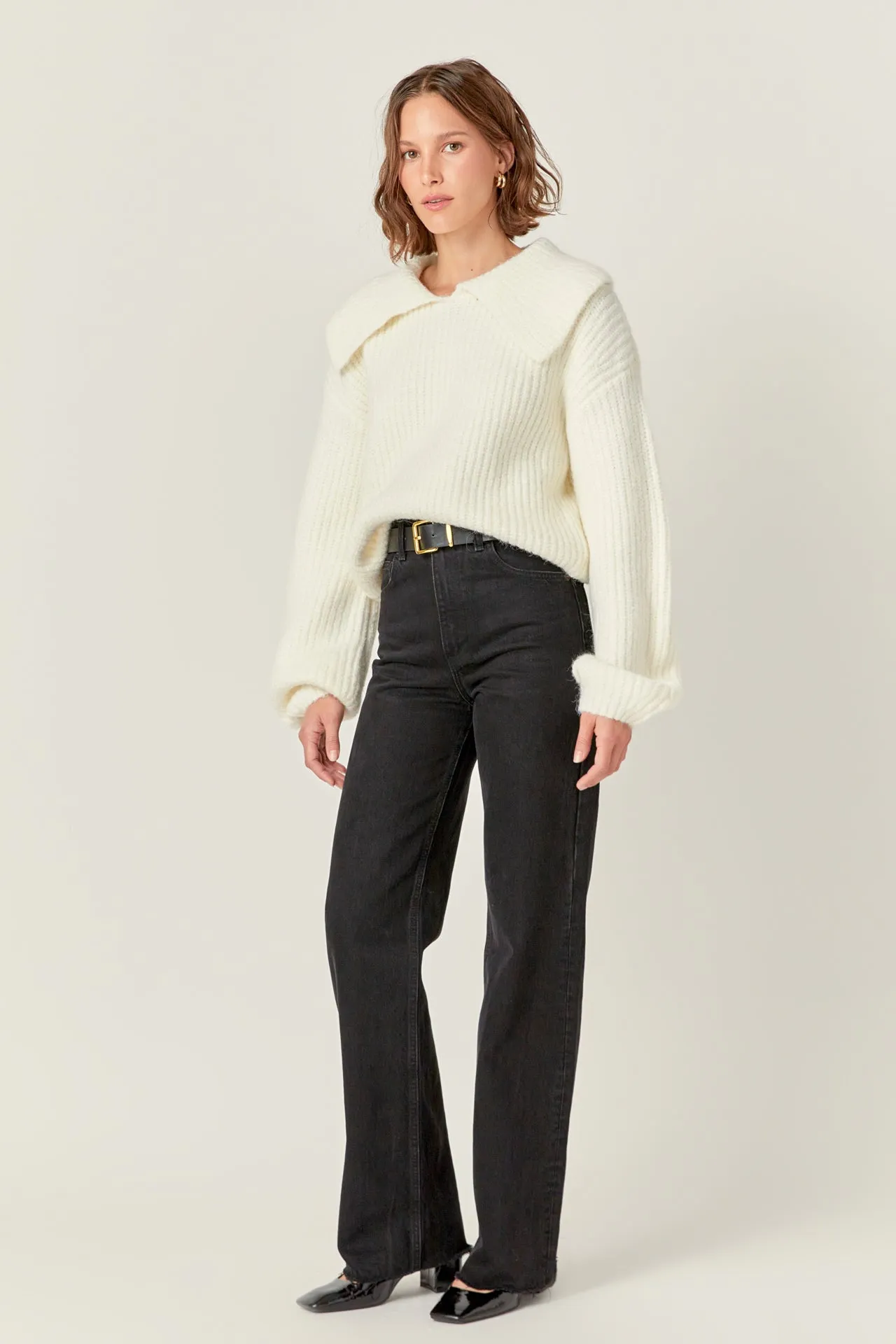 English Factory - Collared Rib Chunky Sweater