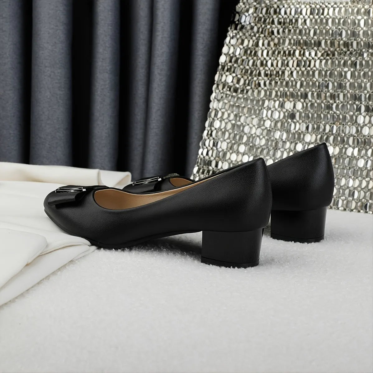 Fashion Ladies Chunky Heel Shoes Low Heel Pumps