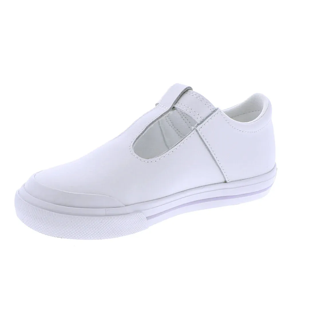 Footmates Drew - White Leather with Lavender Stripe