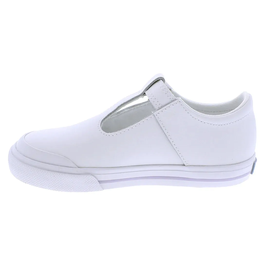 Footmates Drew - White Leather with Lavender Stripe