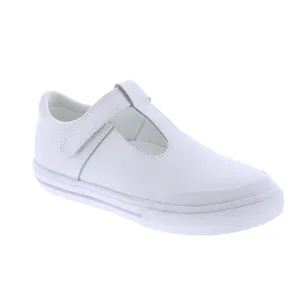 Footmates Drew - White Leather with Lavender Stripe