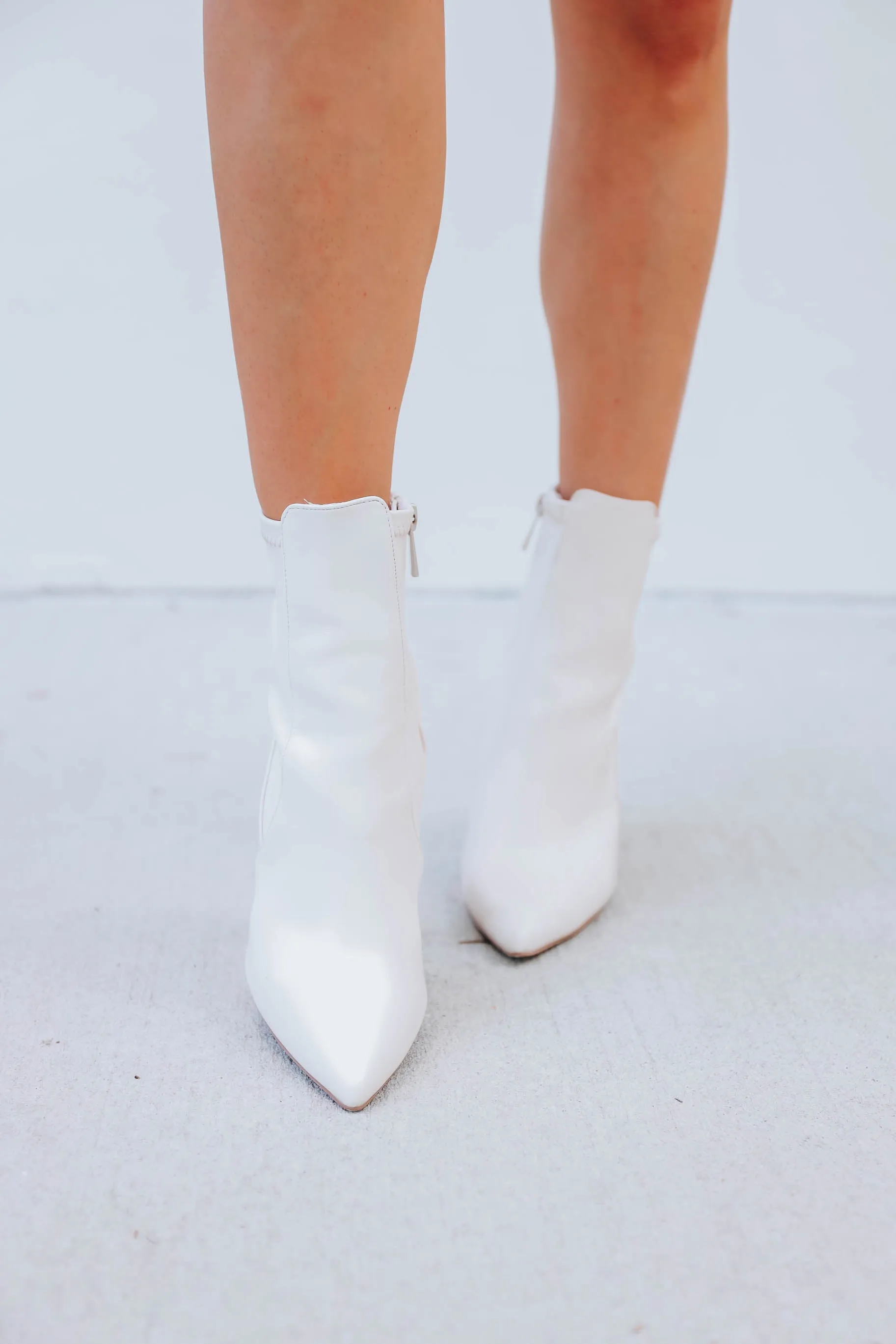 Jules Pointed Toe Sock Bootie - Off White