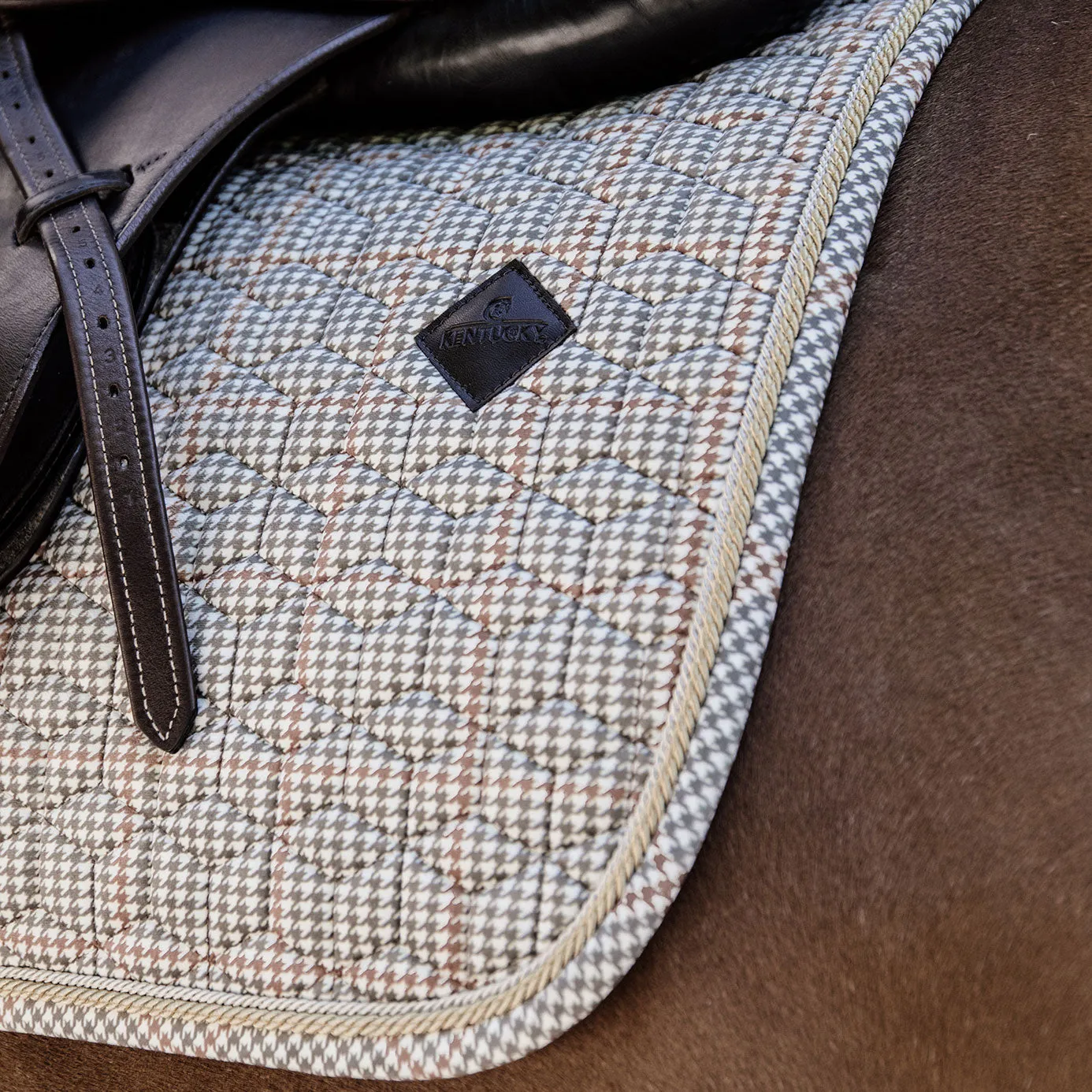 Kentucky Horsewear Pied-de-Poule Jumping Saddle Cloth - Beige