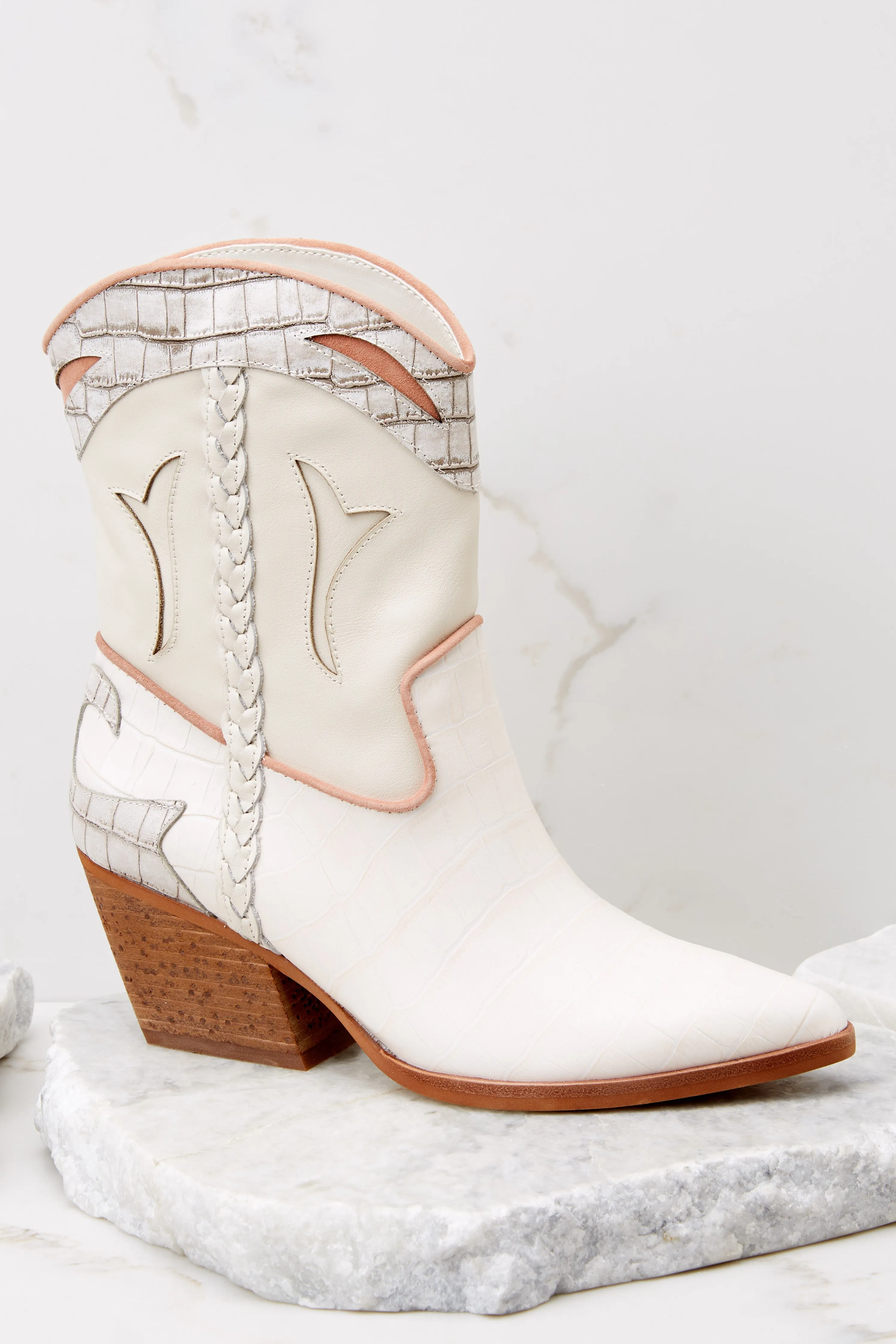 Loral Ivory Leather Booties