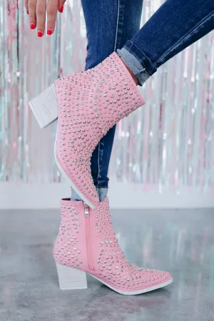 Made For Walkin' Rhinestone Booties - Pink