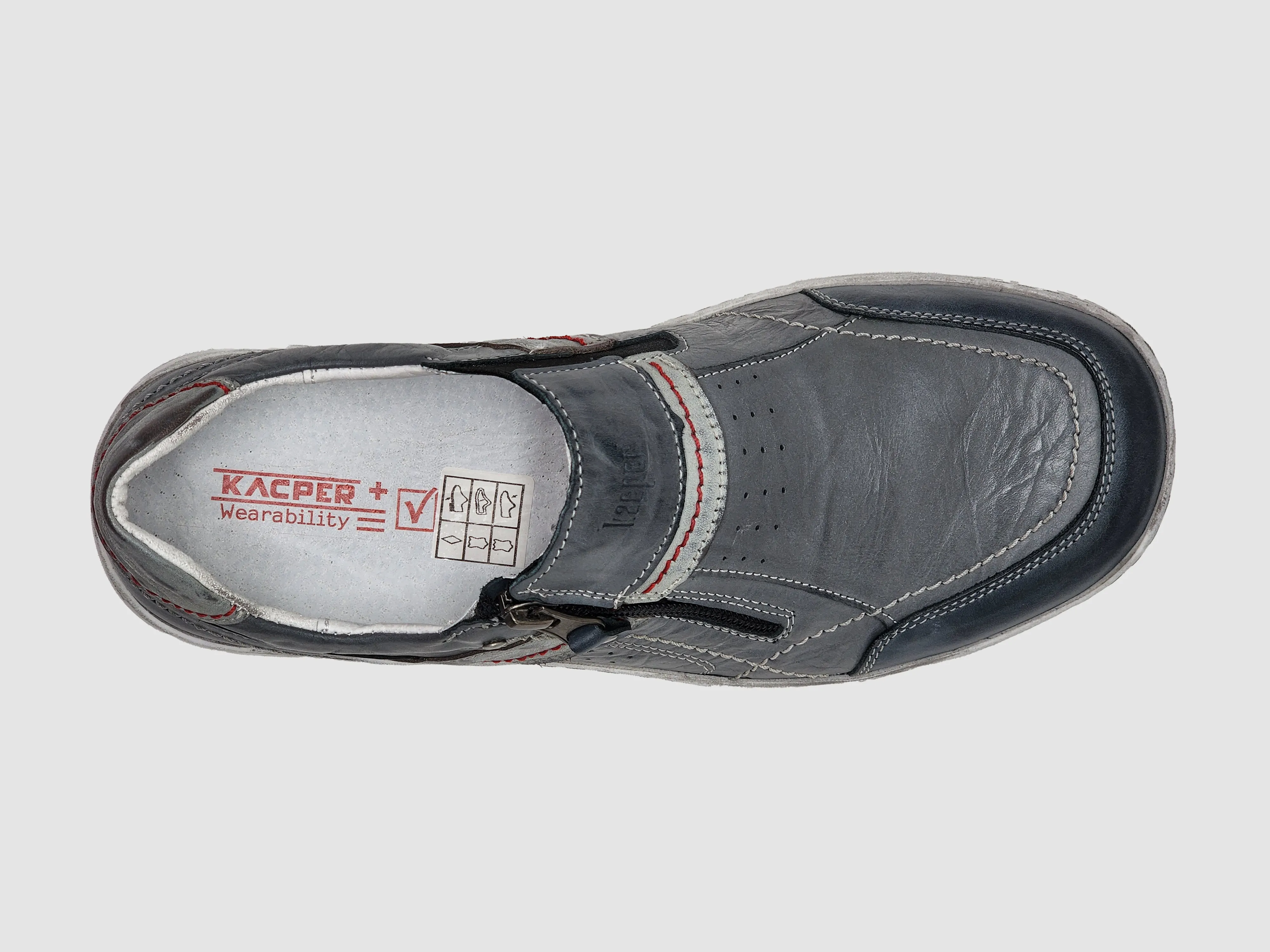 Men's Everyday Zip-Up Slip-On Leather Shoes - Dark Grey