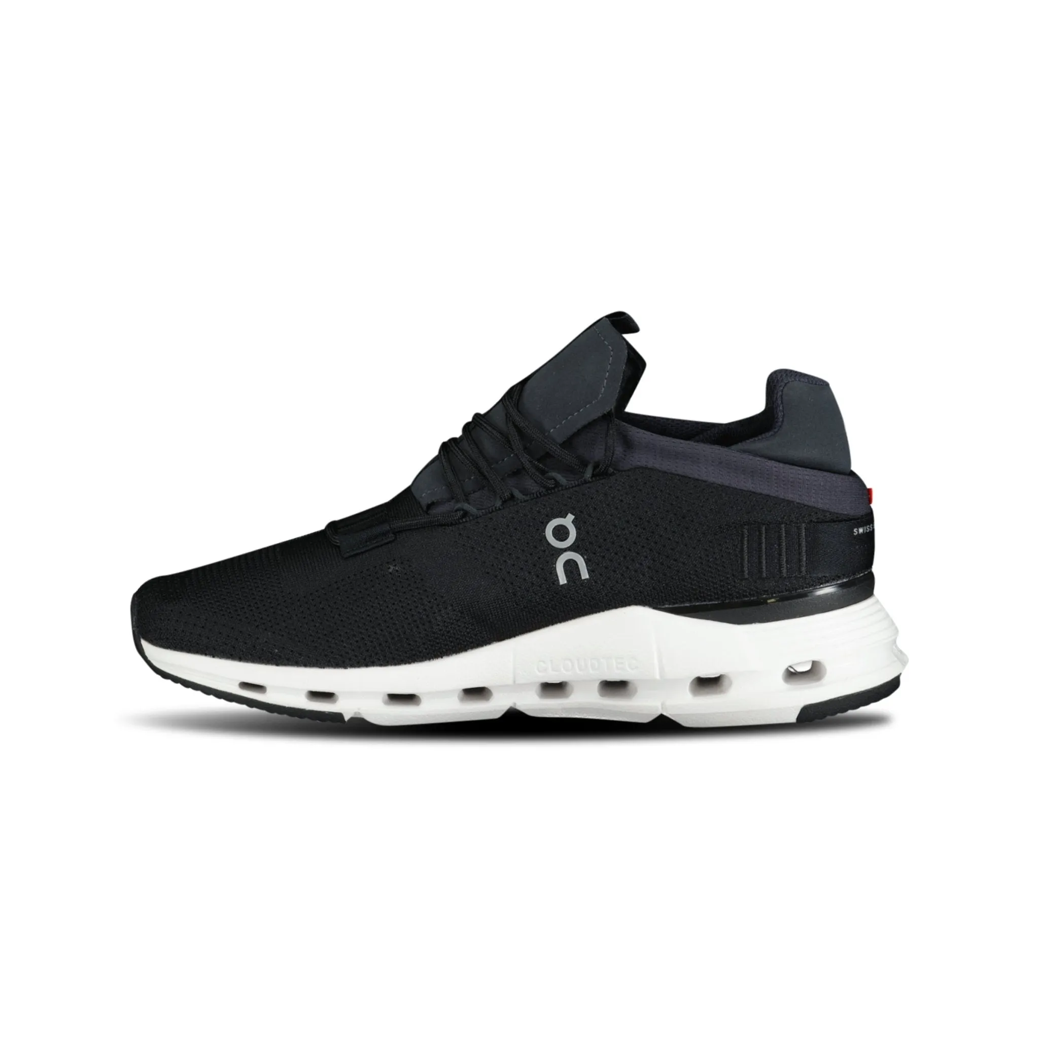 ON RUNNING CLOUDNOVA BLACK / WHITE TRAINERS