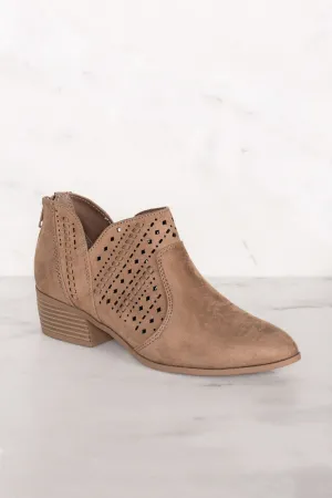 Rosie Taupe Laser Cut Booties