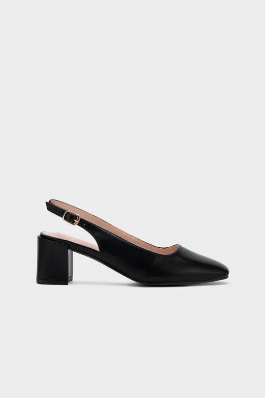 SQUARE TOE CHUNKY SLINGBACK HEEL