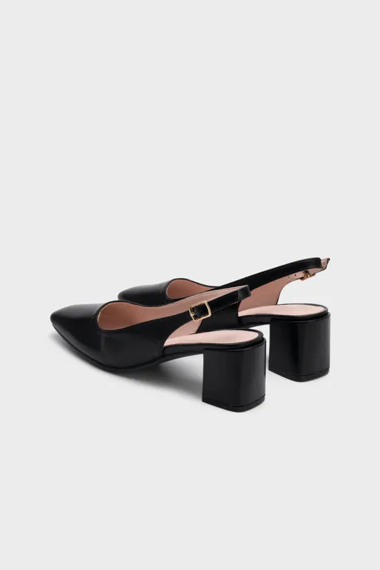 SQUARE TOE CHUNKY SLINGBACK HEEL